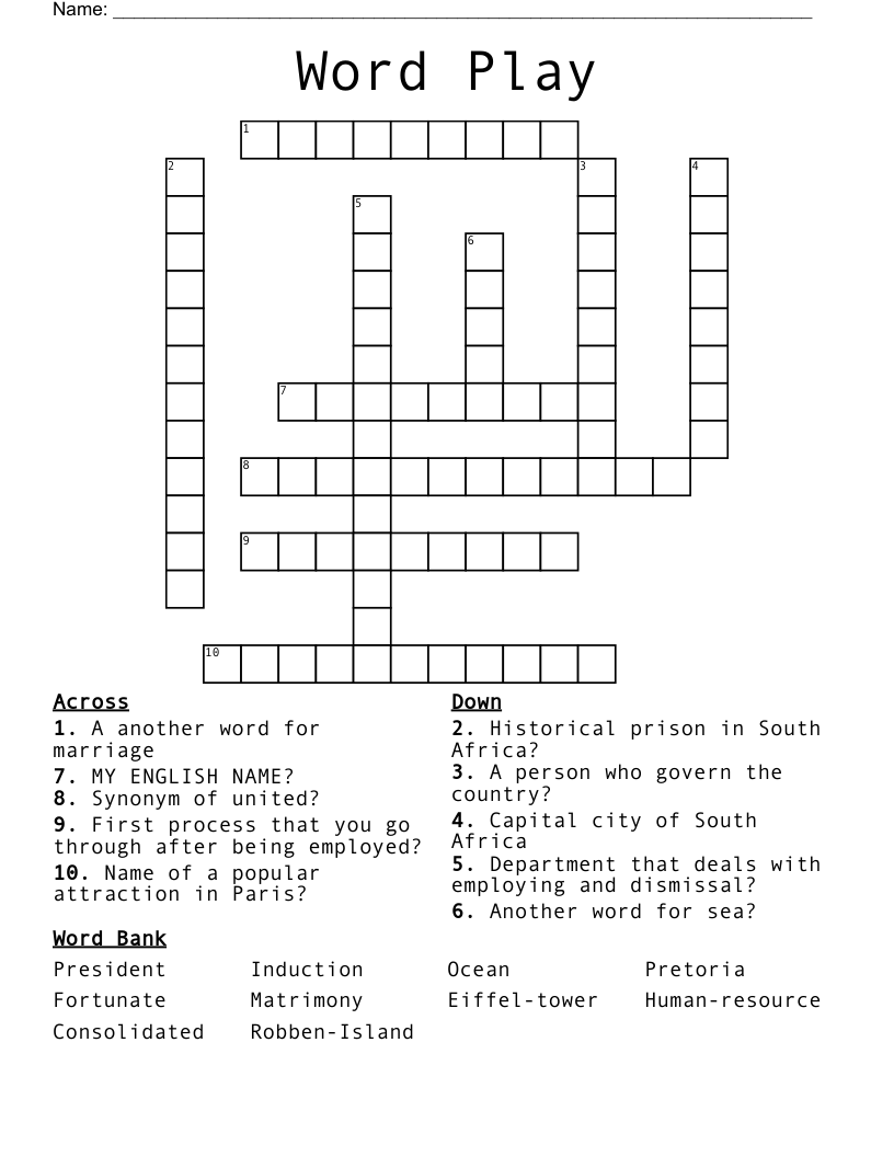 Word Play Crossword WordMint