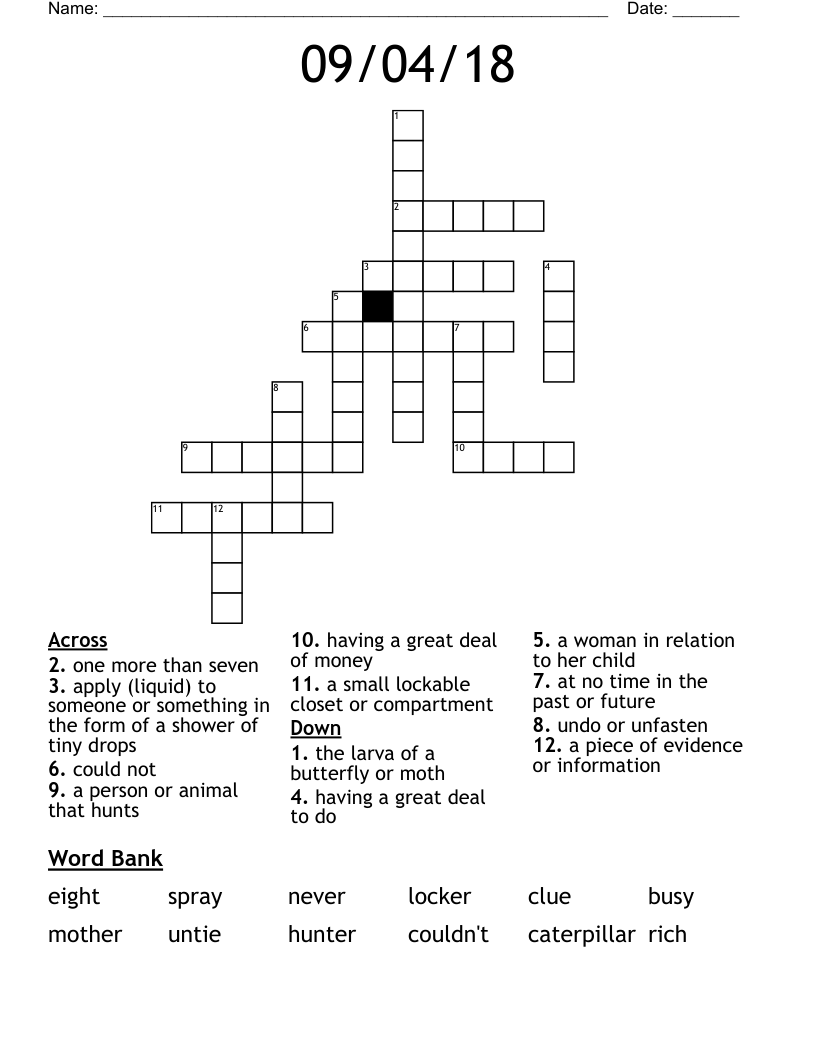 09 04 18 Crossword WordMint
