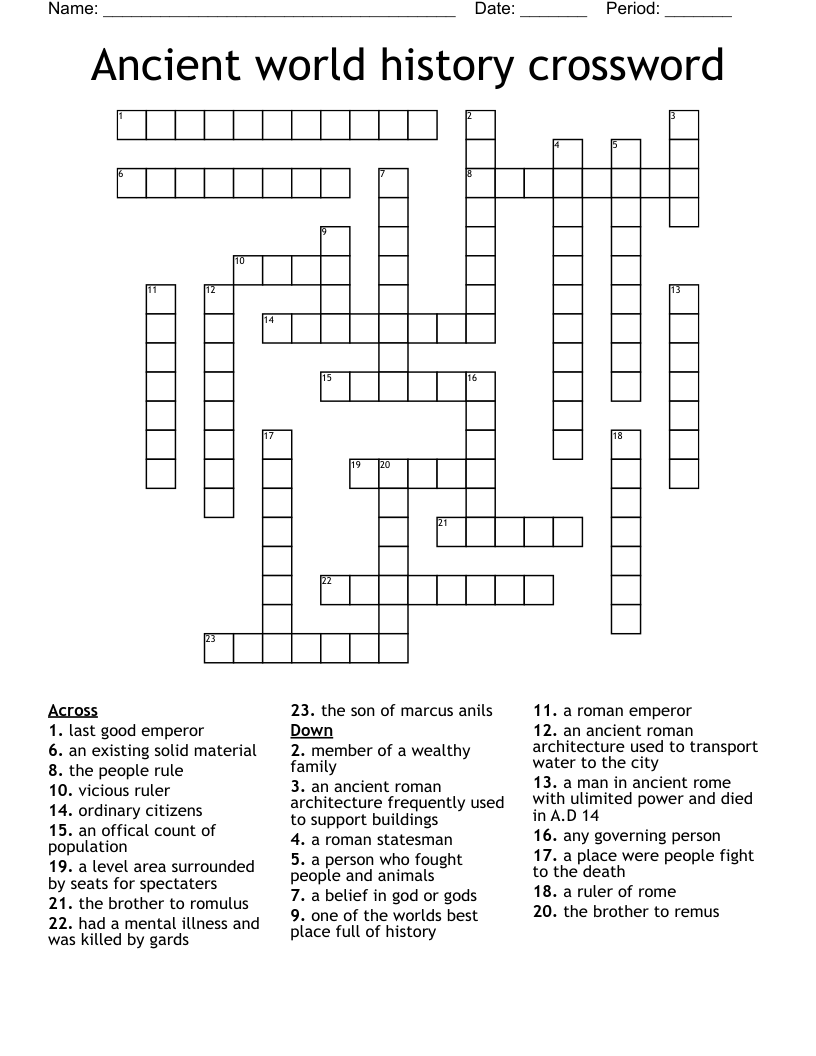 Ancient World History Crossword WordMint Ancient World History Crossword WordMint