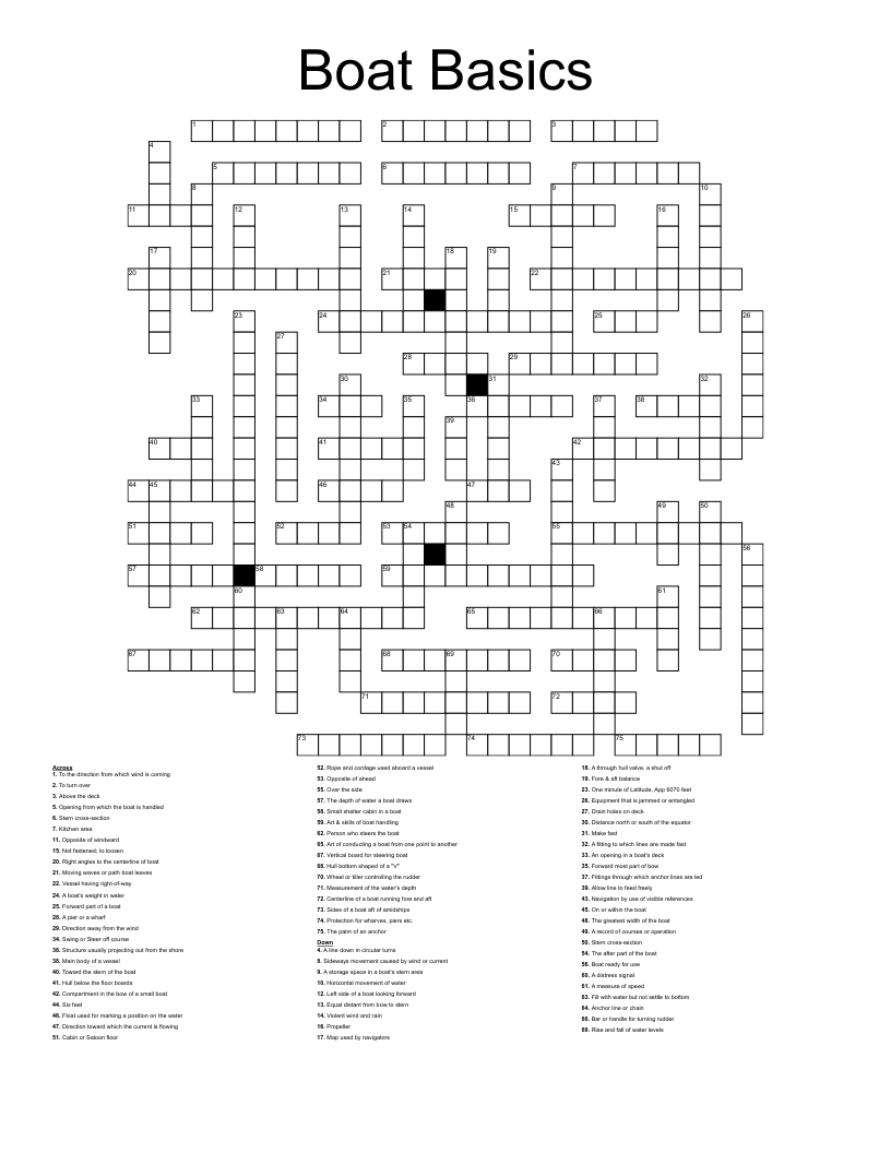 simple boat crossword clue
