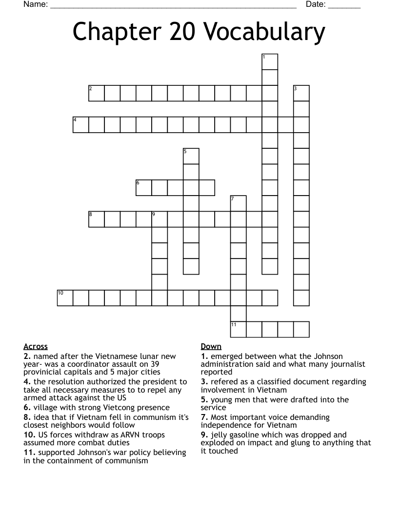 Chapter 20 Vocabulary Crossword WordMint Chapter 20 Vocabulary Crossword WordMint