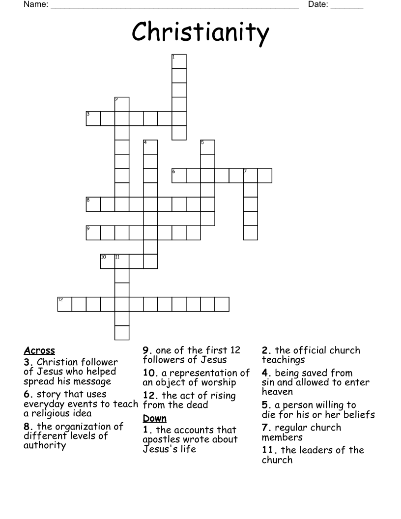Christianity Crossword WordMint