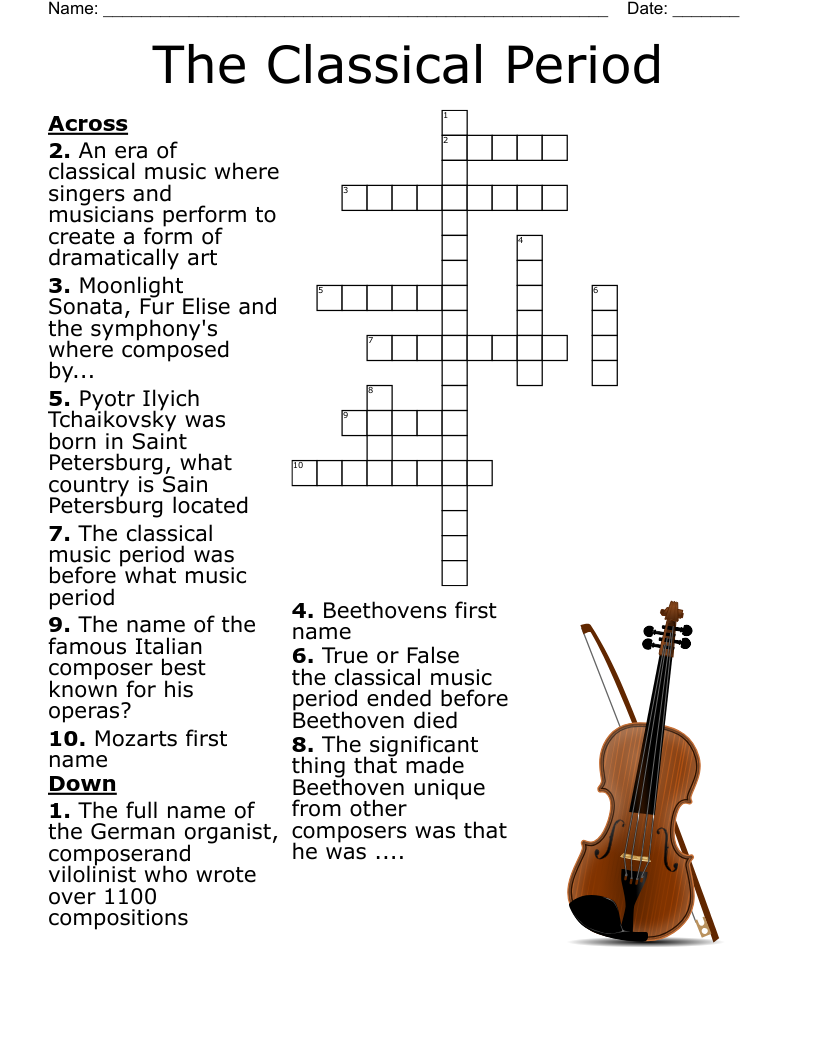 Classical Music Crossword WordMint