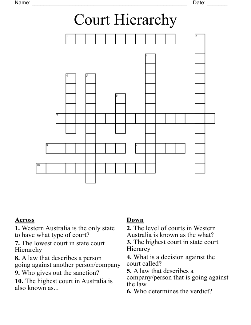 Court Hierarchy Crossword WordMint