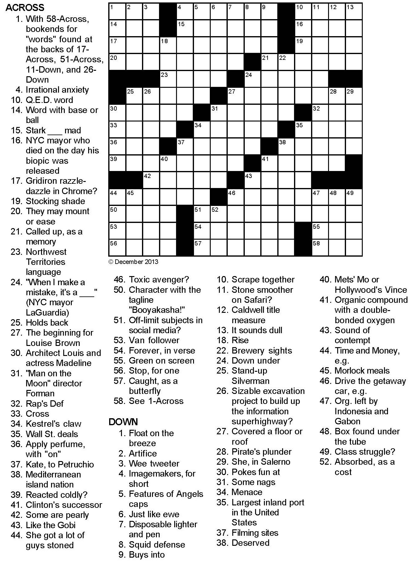 from the top crossword