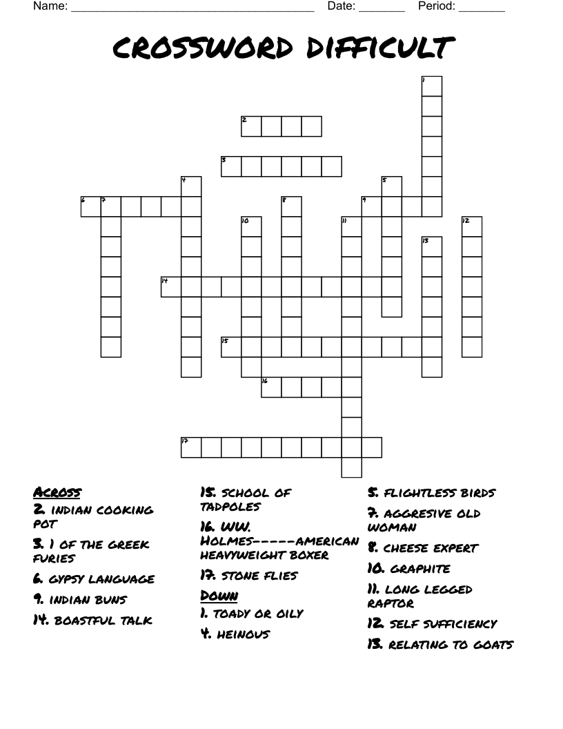 Crossword Difficult WordMint