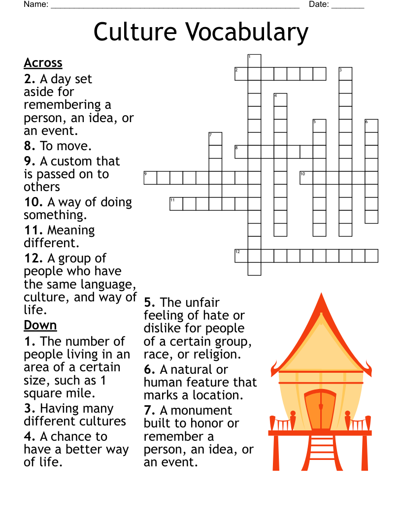 Culture Vocabulary Crossword WordMint