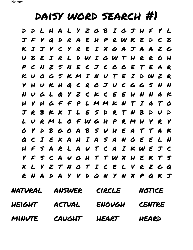 Daisy Word Search 1 WordMint