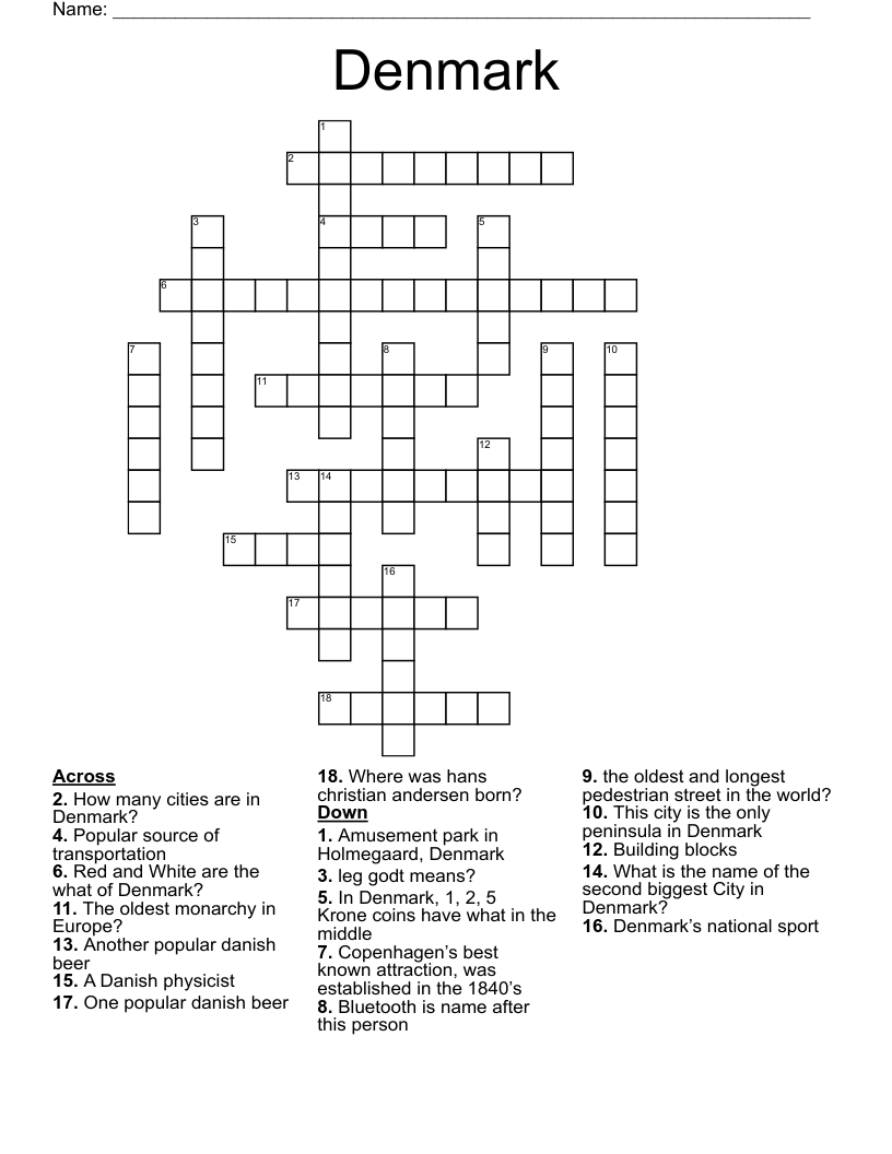 Denmark Crossword WordMint Denmark Crossword WordMint