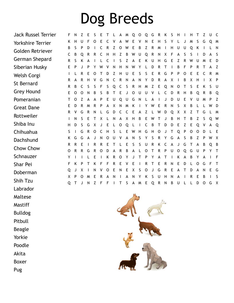 Dog Breeds Crossword WordMint