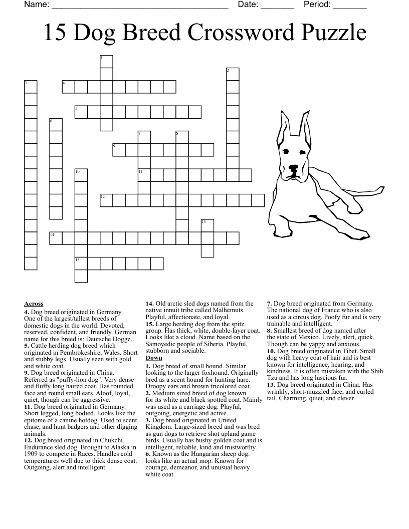 Dog Breeds Crossword WordMint