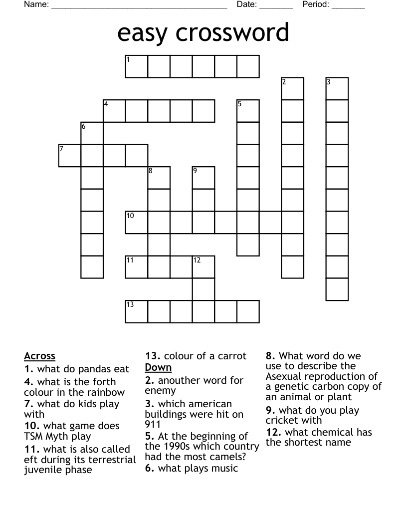 Easy Crossword WordMint Easy Crossword WordMint
