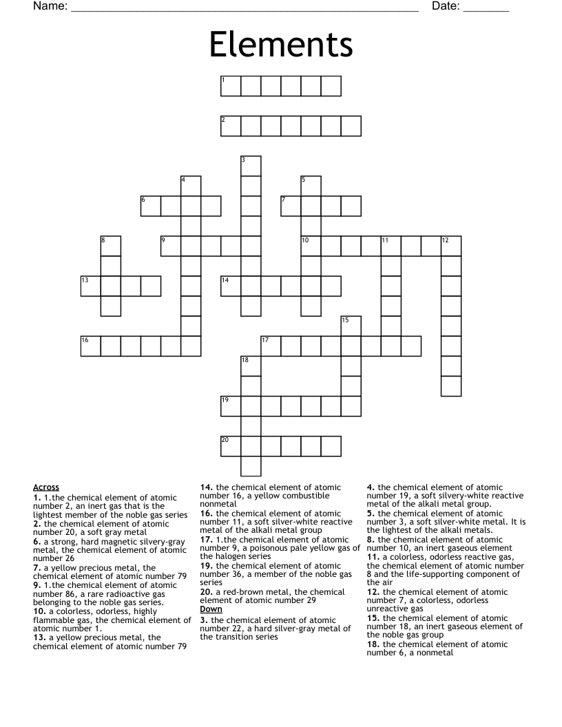 inert gas crossword puzzle