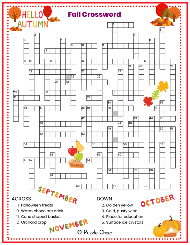 crossword puzzles for fall