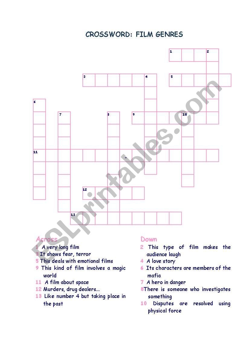 film genre crossword clue
