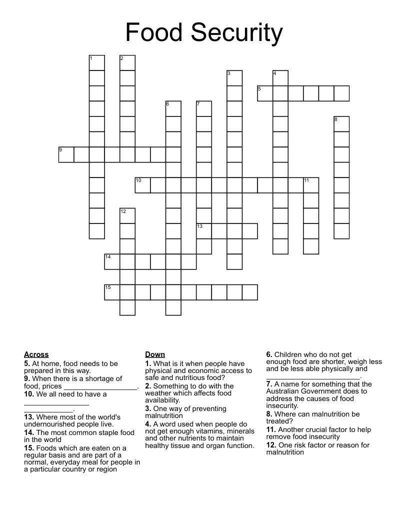 Food Security Crossword WordMint Food Security Crossword WordMint