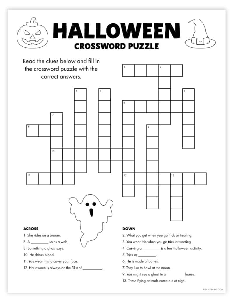 halloween crossword puzzle games