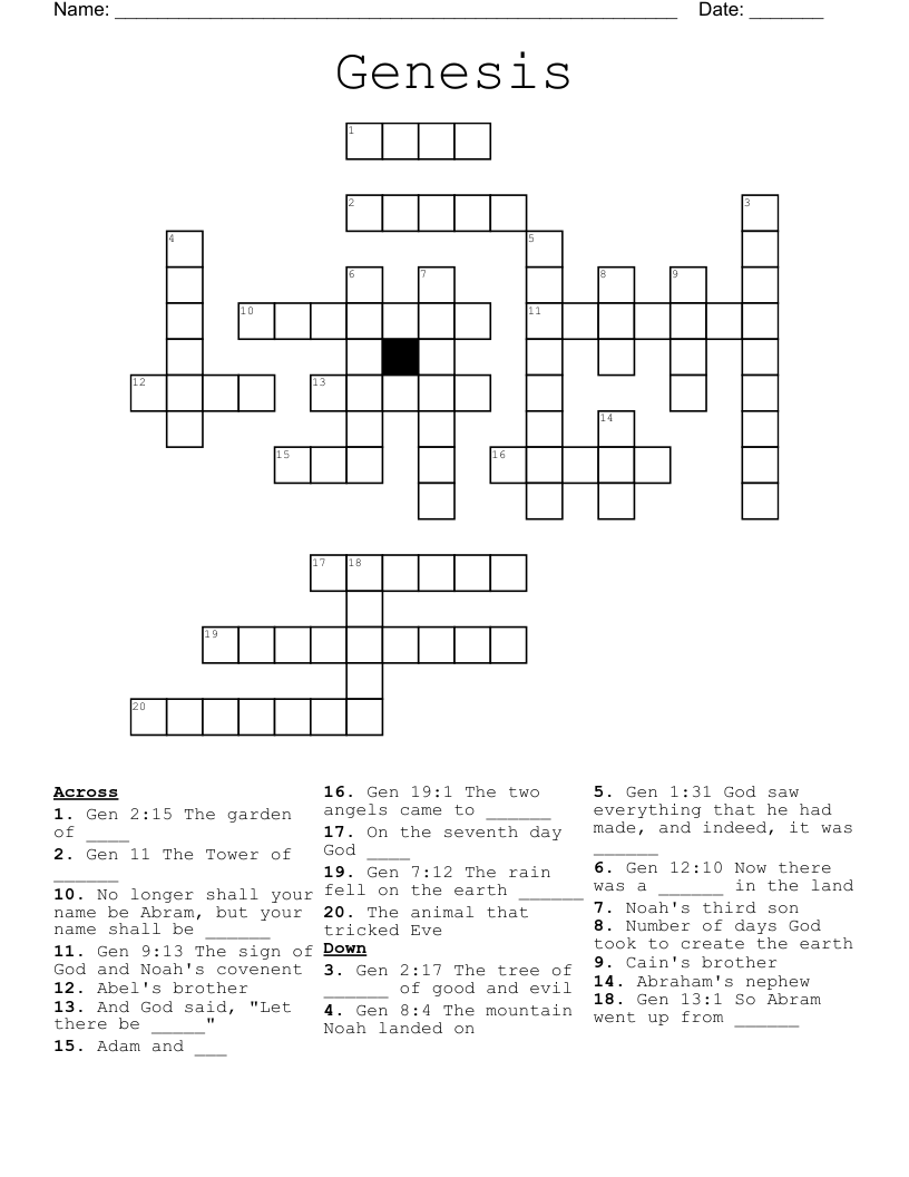 Genesis Crossword WordMint
