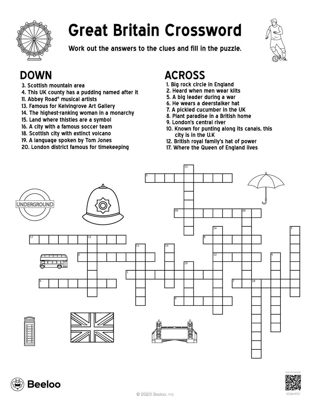 Great Britain Crossword Beeloo Printable Crafts And Activities For Kids Great Britain Crossword Beeloo Printable Crafts And Activities For Kids