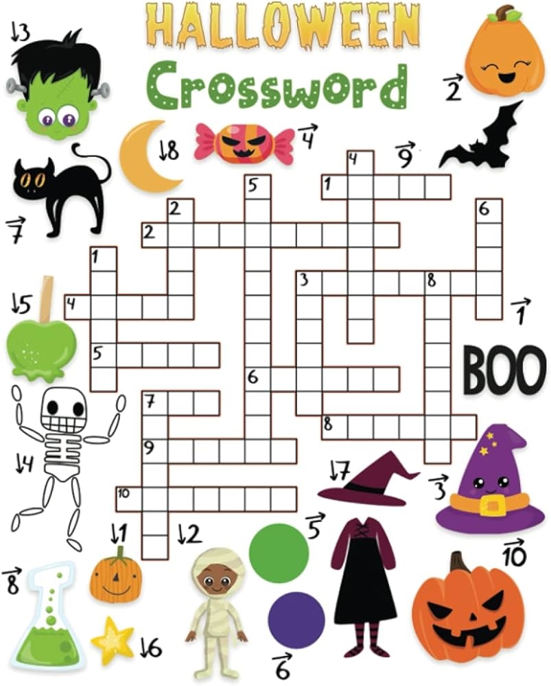 Halloween Crosswords Fun Halloween Themed Crosswords Puzzle Activity Book Kiddo Press Jane 9798536010112 Amazon Books