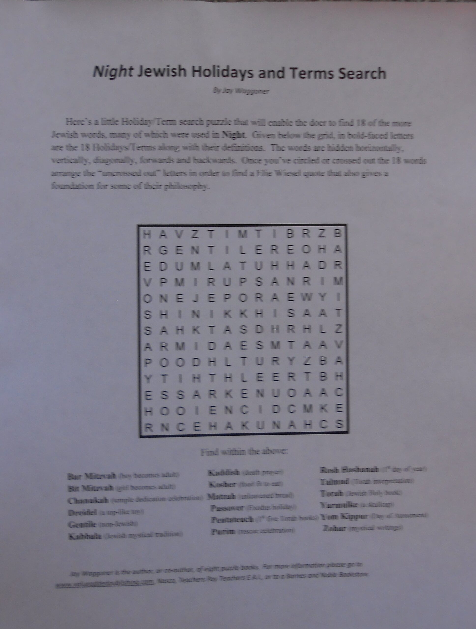 night author wiesel crossword clue