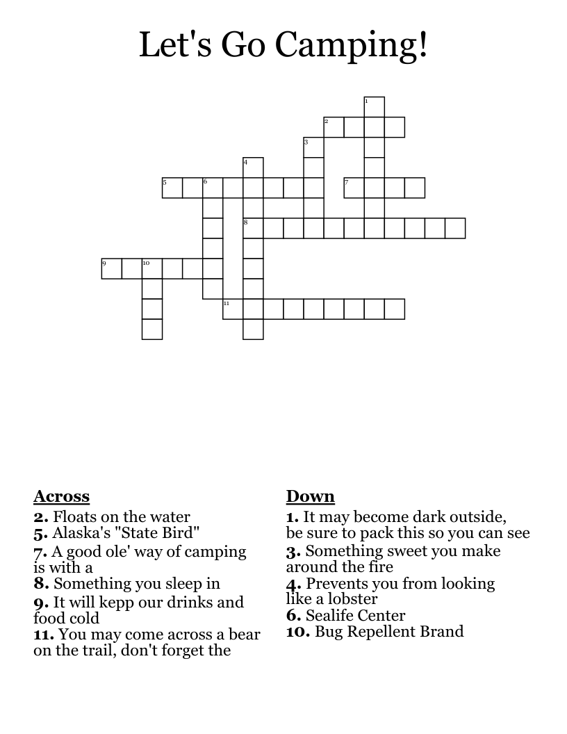 Let s Go Camping Crossword WordMint