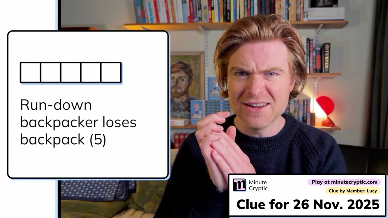 Minute Cryptic Clue 519 Run down Backpacker Loses Backpack 5 YouTube Minute Cryptic Clue 519 Run down Backpacker Loses Backpack 5 YouTube