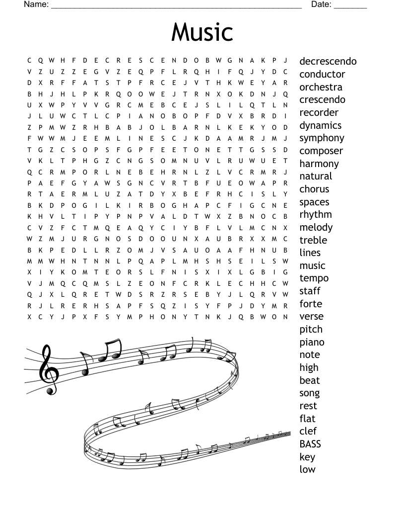 Music Symbols Crossword WordMint