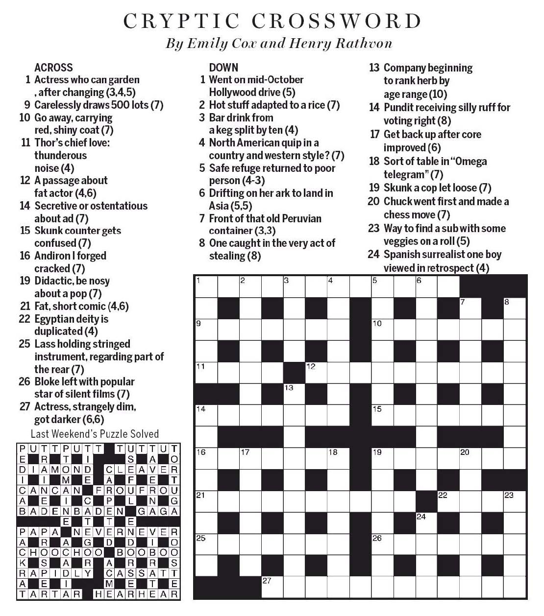 group of actors crossword clue