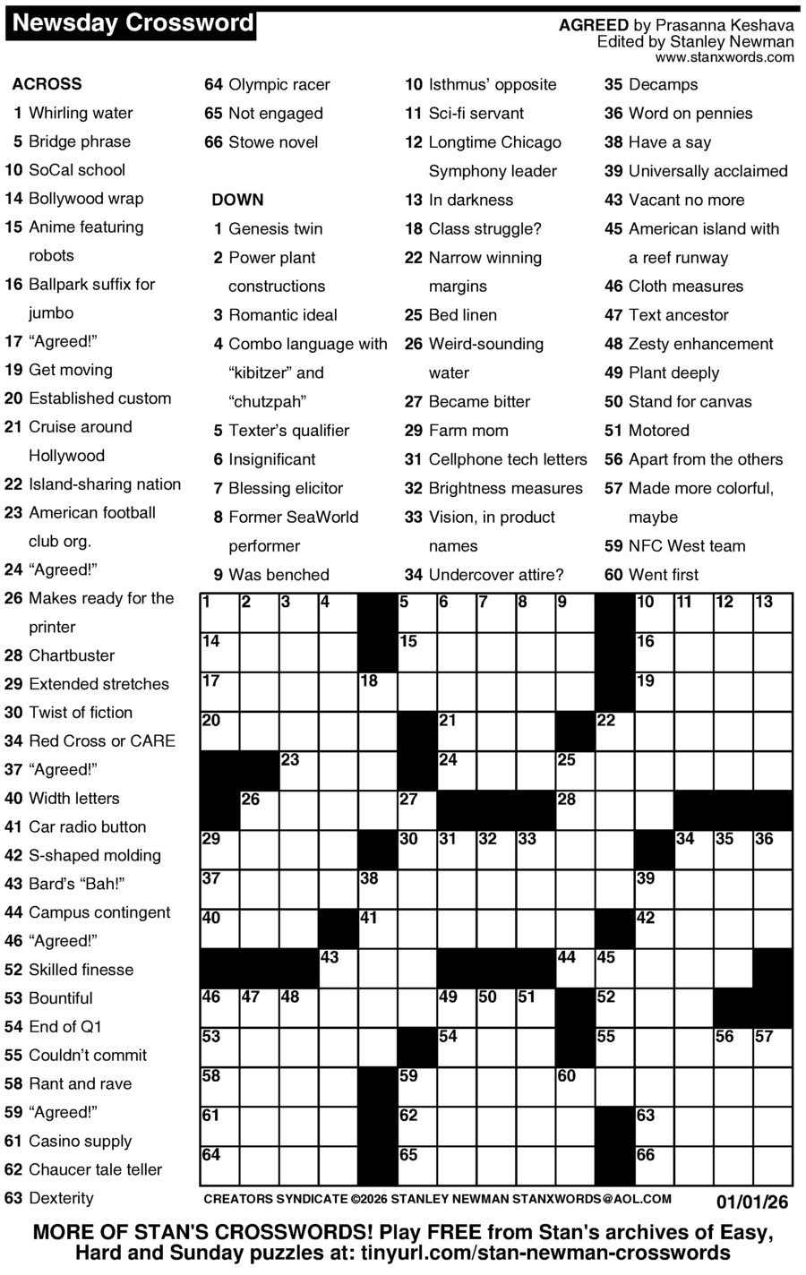 Newsday Crossword Puzzle Creators Syndicate