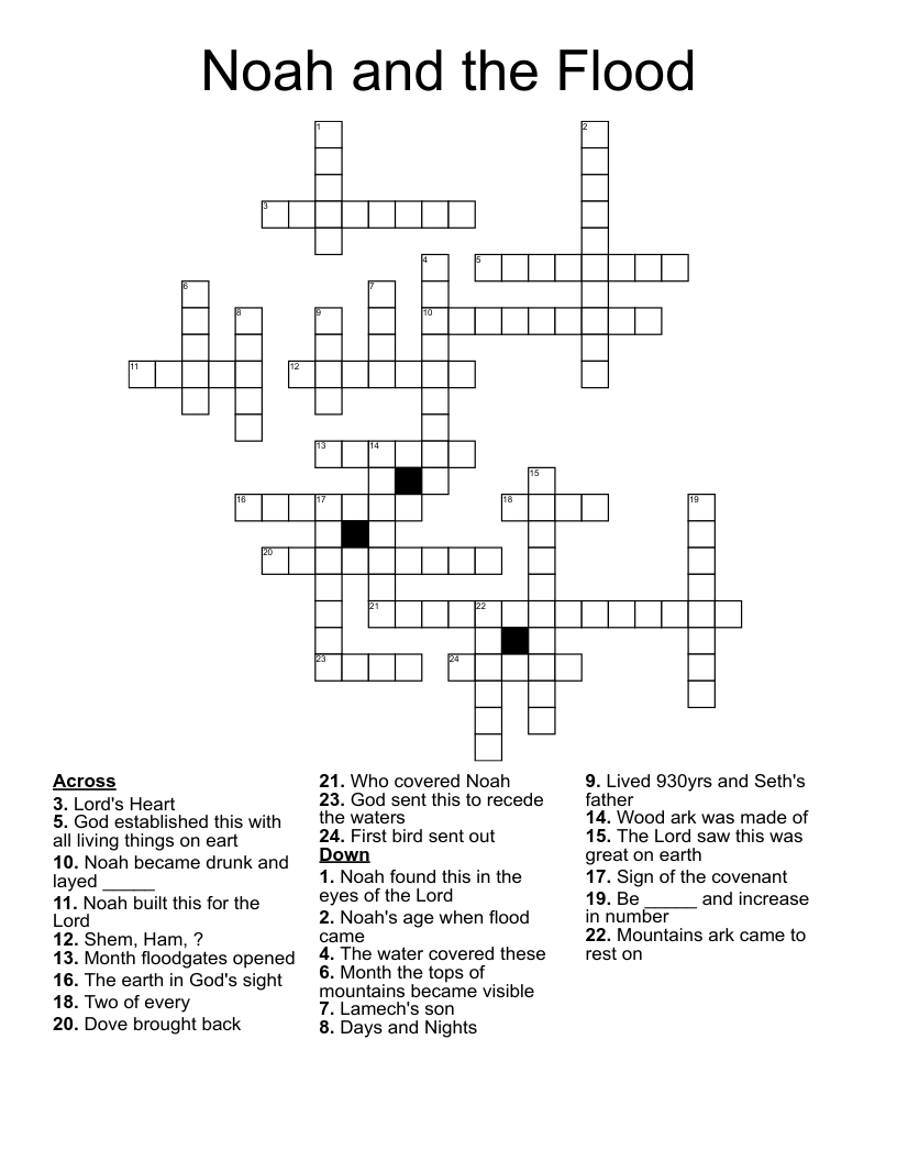 Noah And The Flood Crossword WordMint