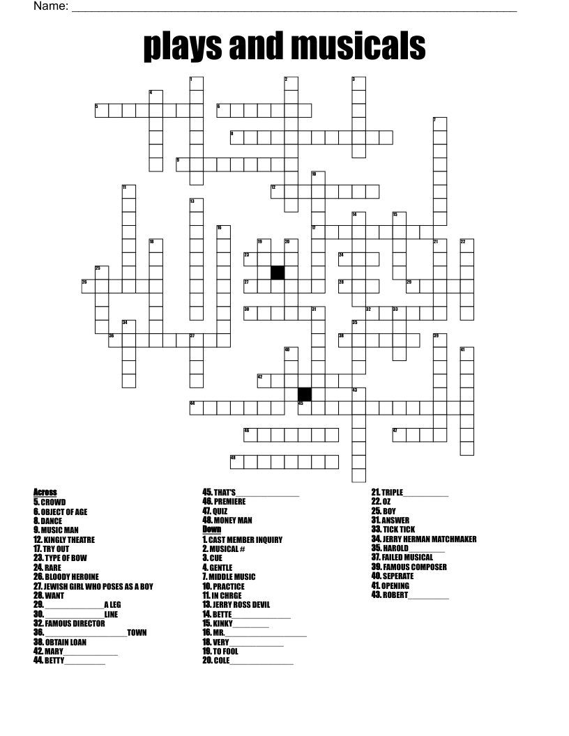 jerry herman musical crossword