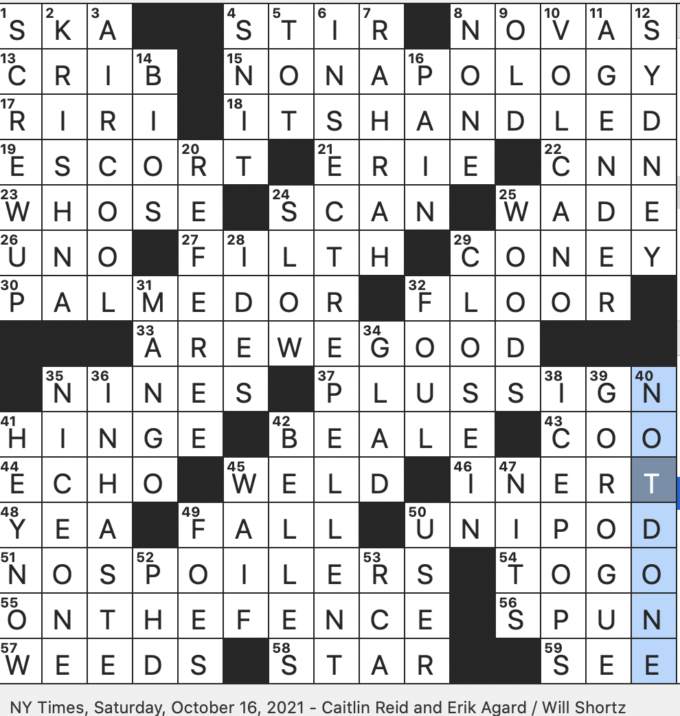 Rex Parker Does The NYT Crossword Puzzle Catchphrase For Olivia Pope On Scandal SAT 10 16 21 Eighth Incarnation Of Vishnu Erstwhile Camera And Satellite Maker For NASA People Also