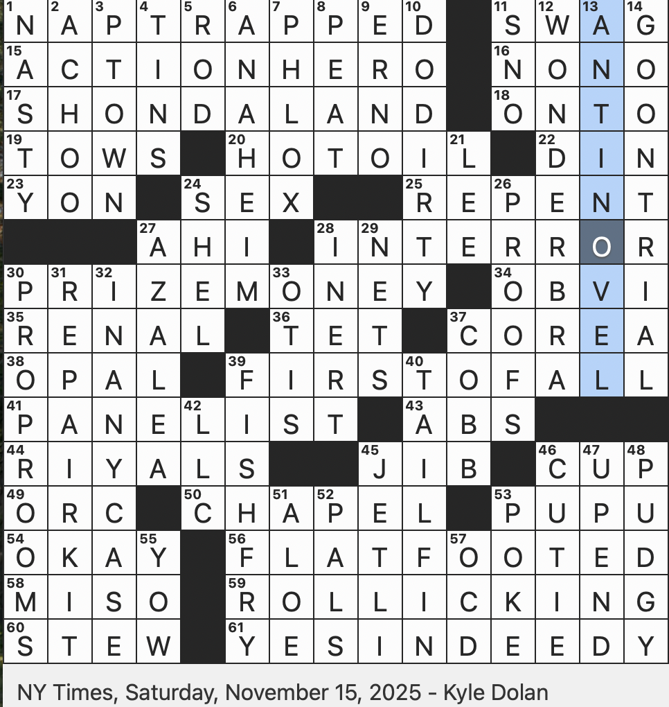 crossword clue caught sight of