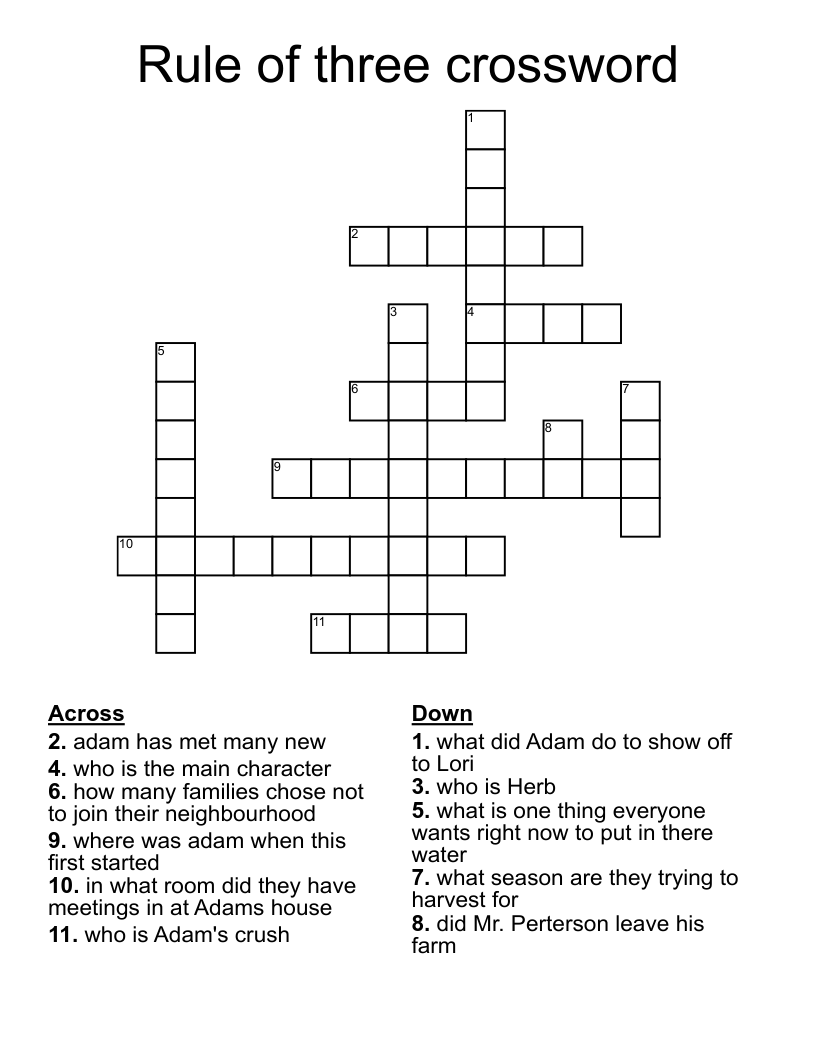 Rule Of Three Crossword WordMint Rule Of Three Crossword WordMint