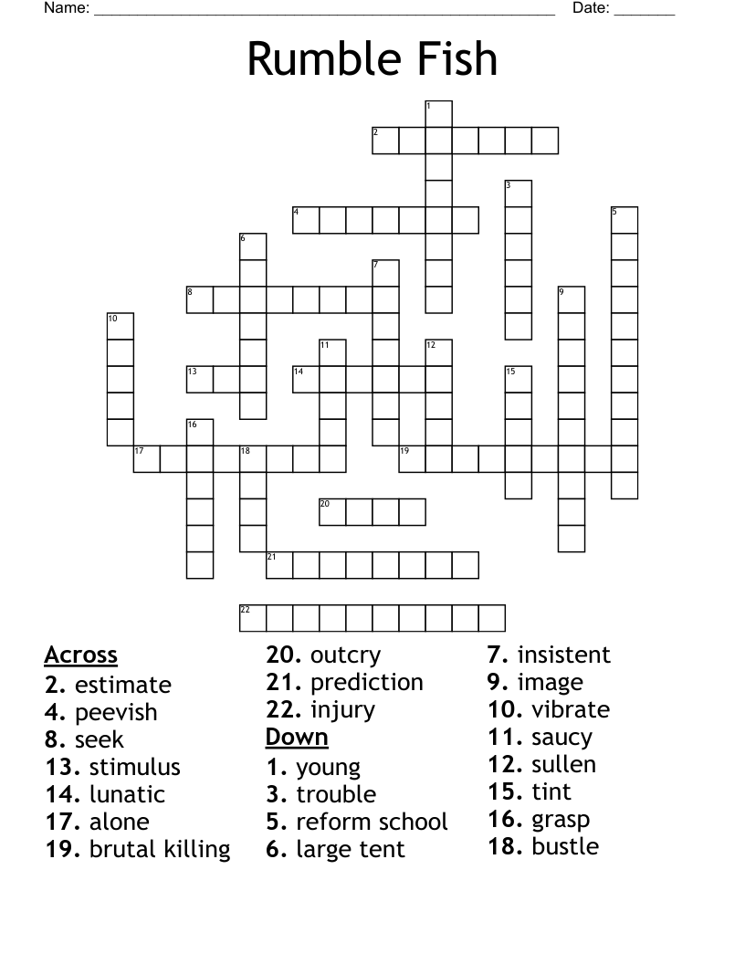 Rumble Fish Crossword WordMint Rumble Fish Crossword WordMint