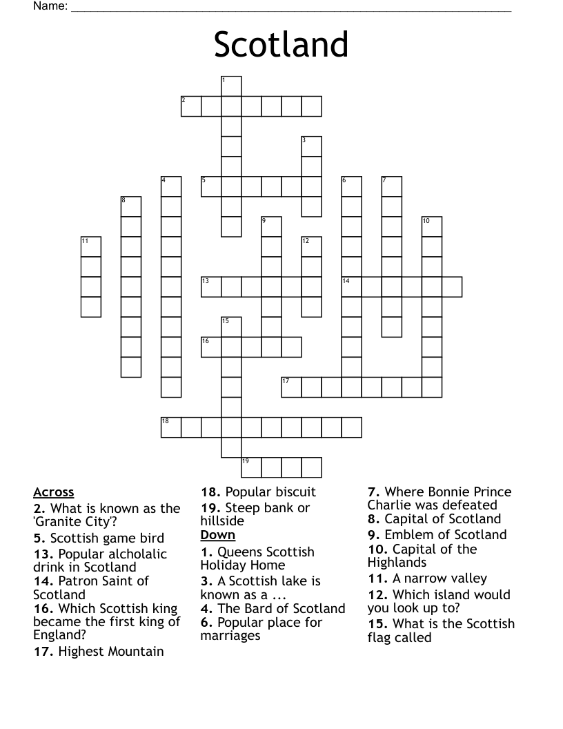 Scotland Crossword WordMint