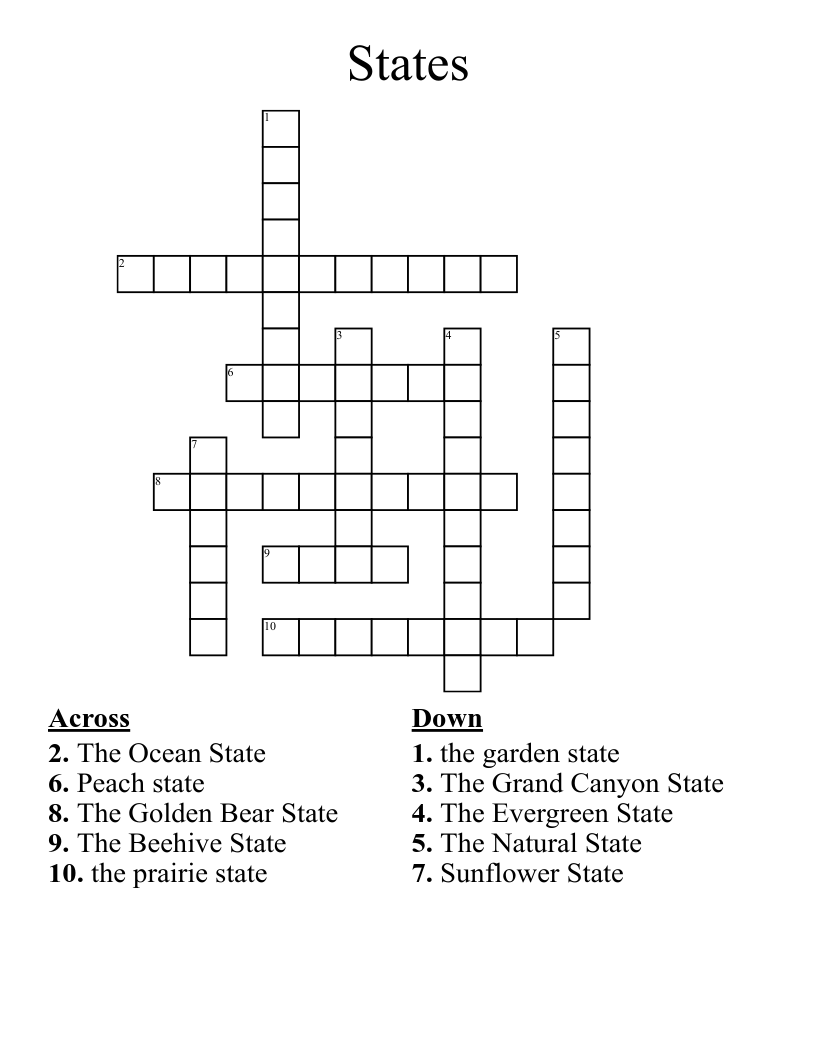 States Crossword WordMint