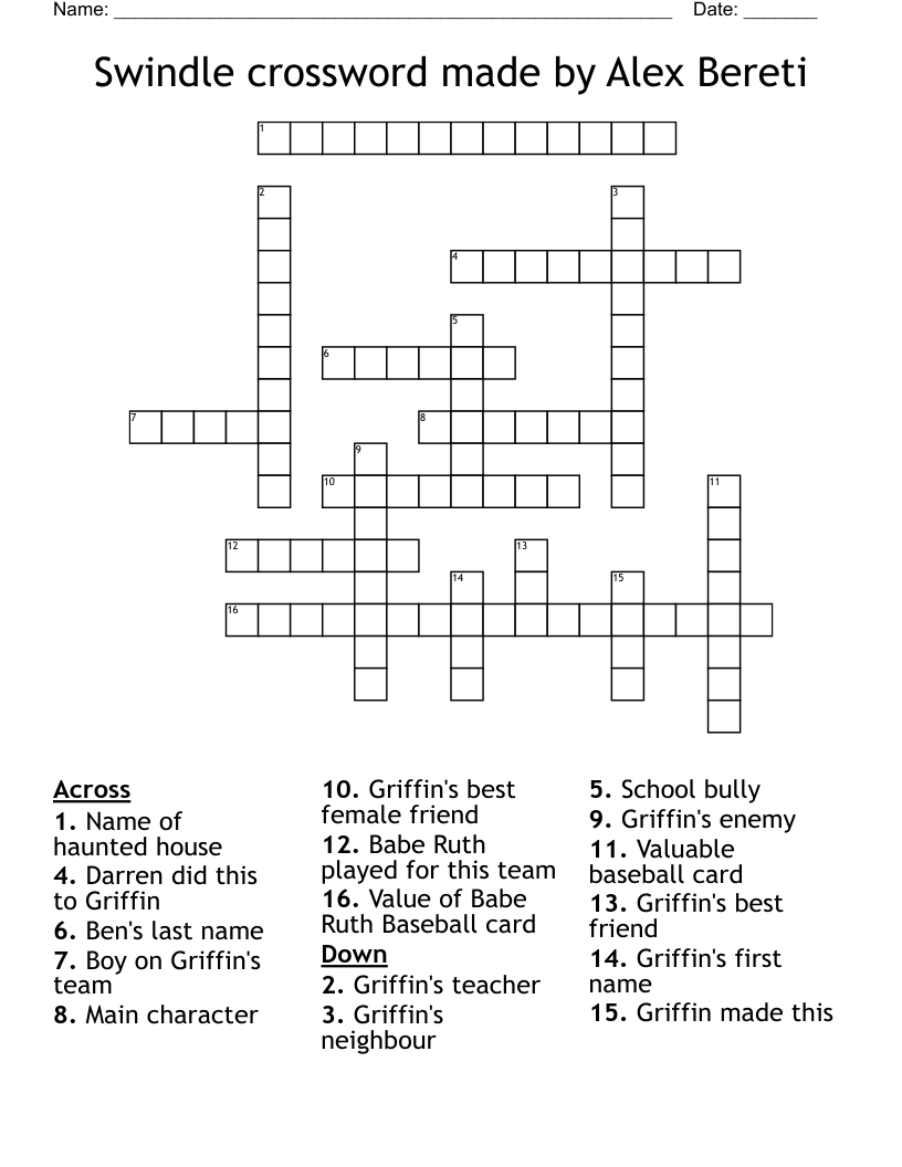 Swindle Word Search WordMint