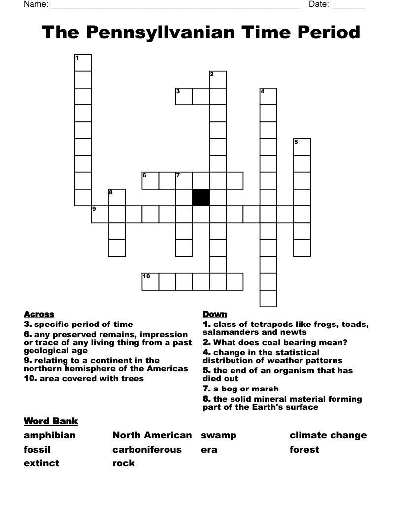 The Pennsyllvanian Time Period Crossword WordMint
