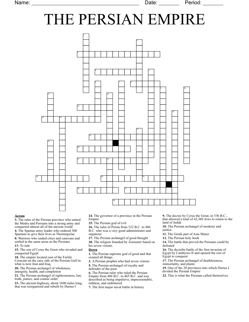 THE PERSIAN EMPIRE Crossword WordMint