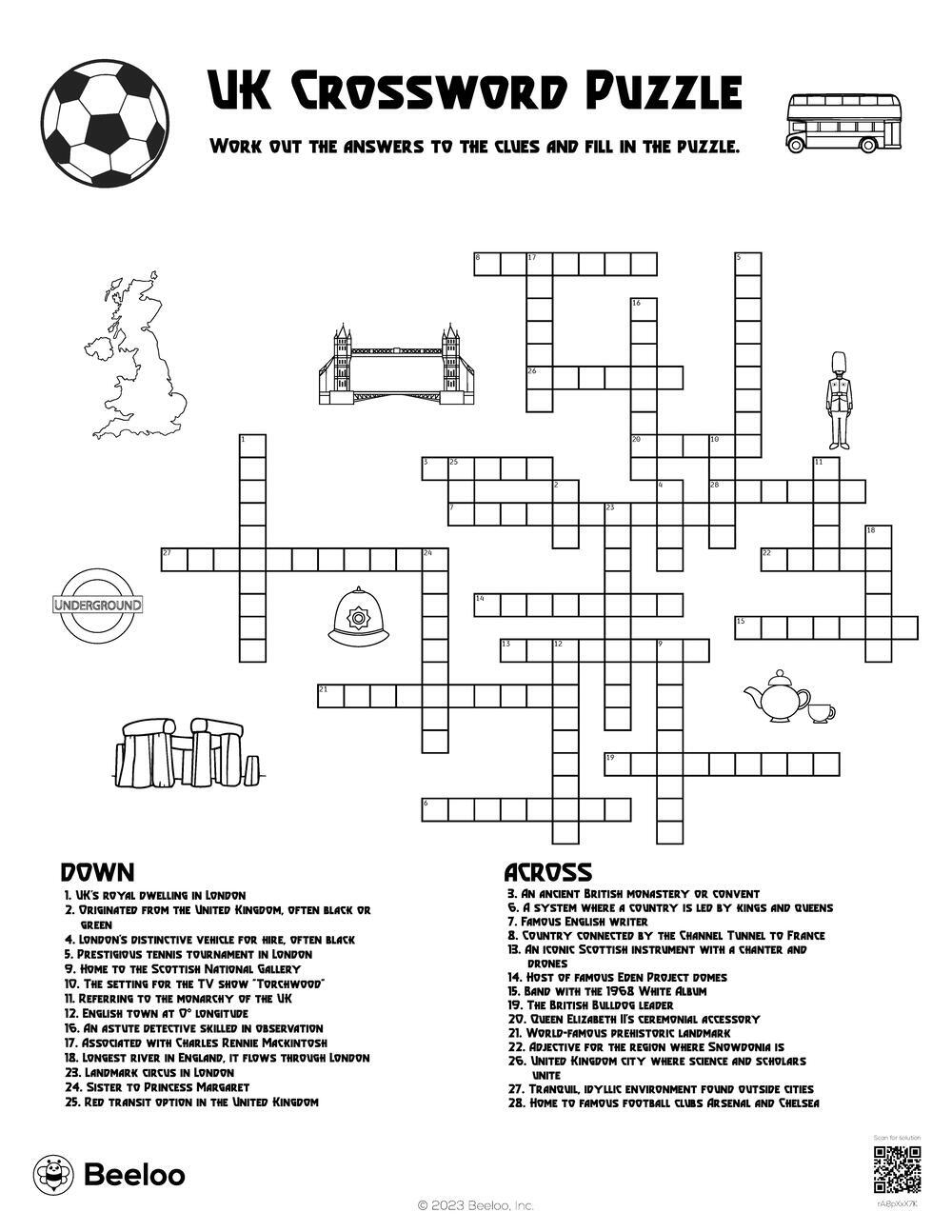 UK Crossword Puzzle Beeloo Printable Crafts And Activities For Kids UK Crossword Puzzle Beeloo Printable Crafts And Activities For Kids