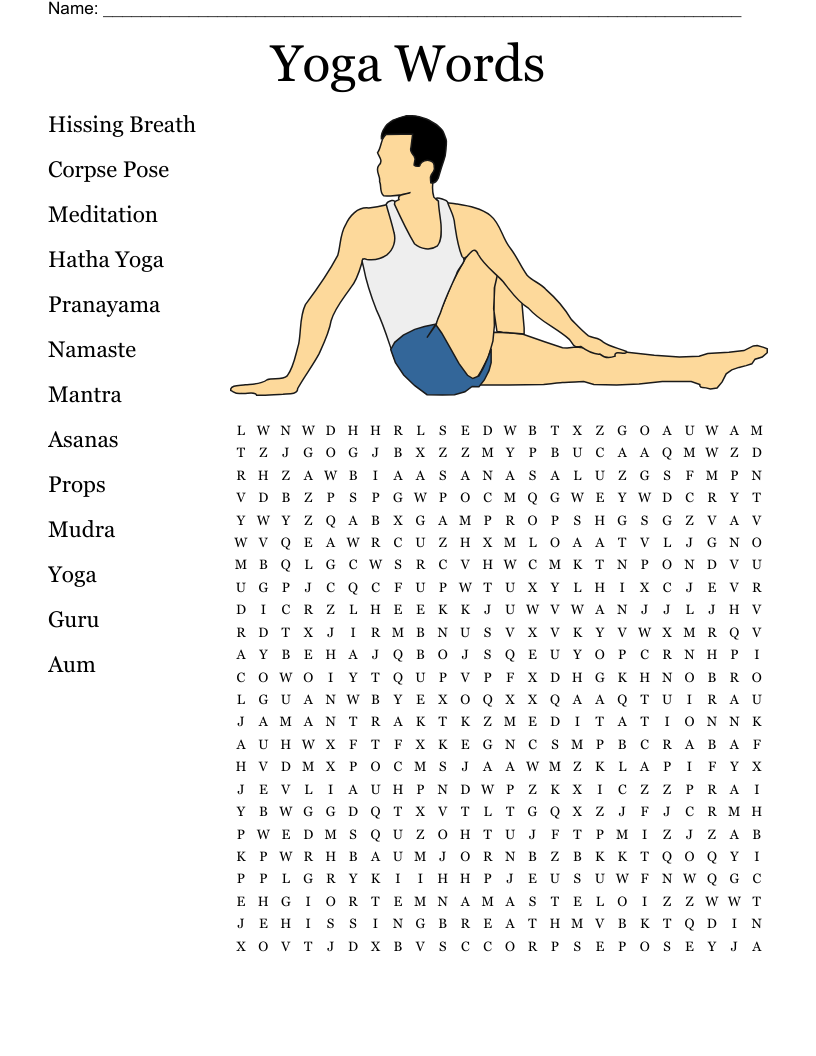 Yoga Poses Sanskrit Crossword WordMint