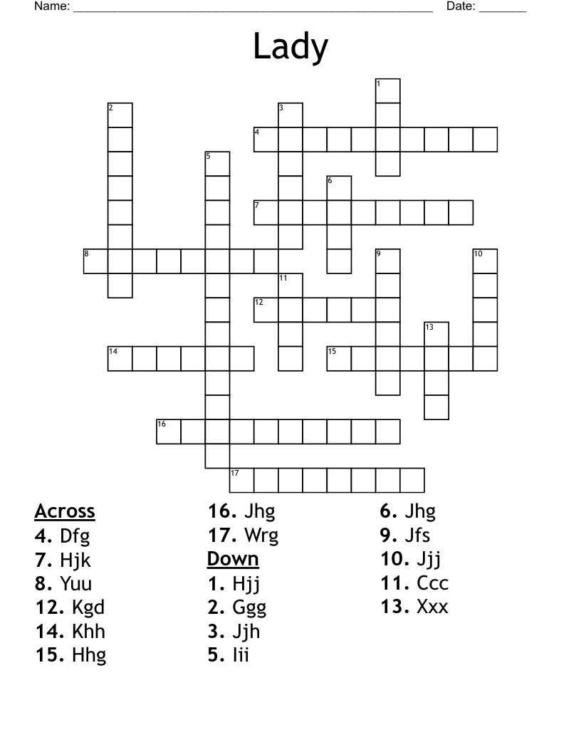 Young Lady Crossword