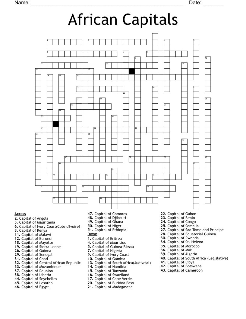 capital of ghana crossword clue