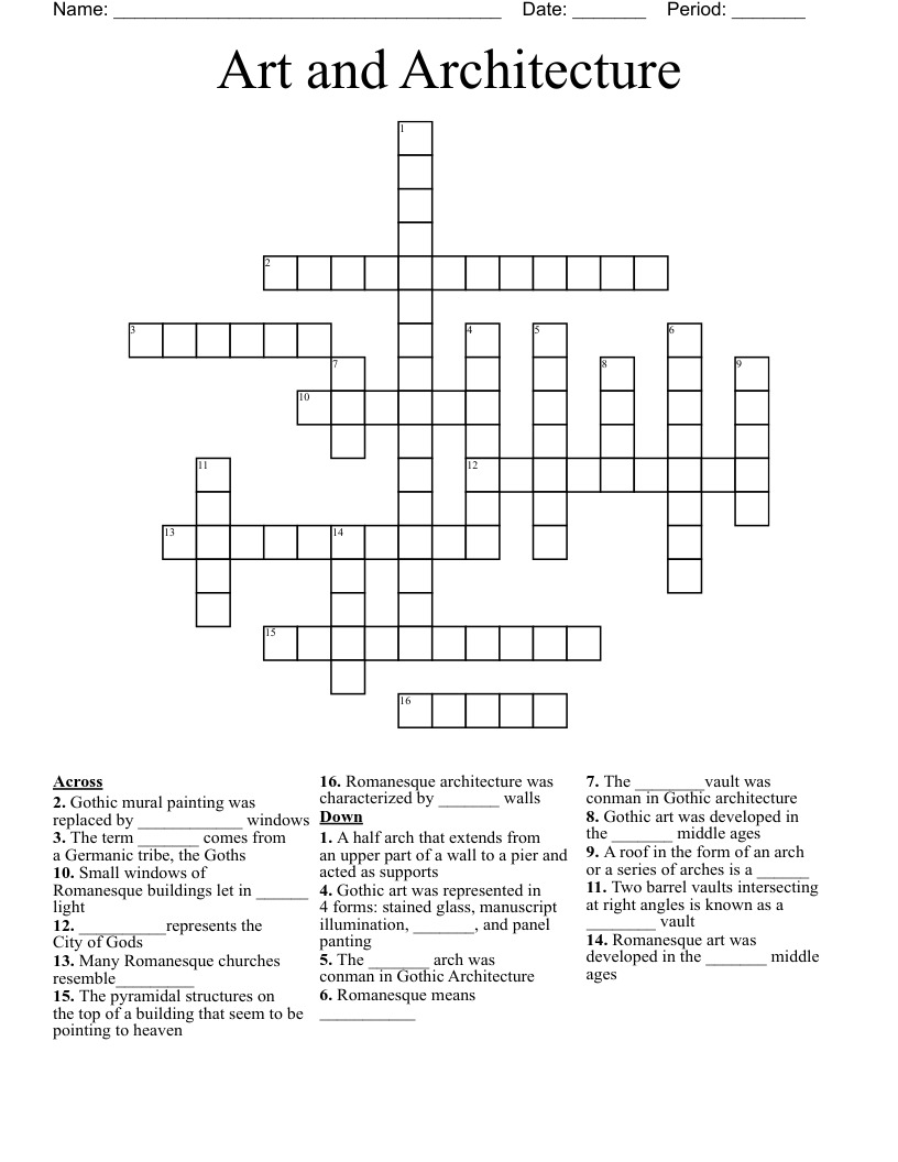 gothic arch crossword clue