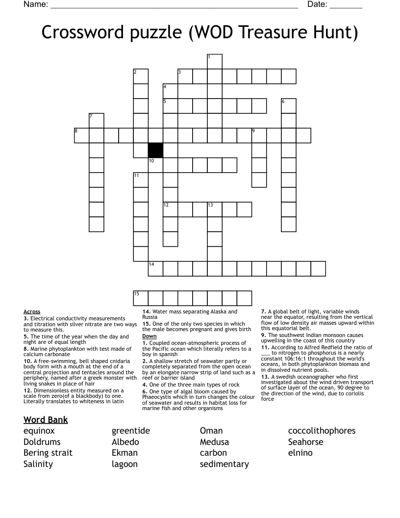 Crossword Puzzle WOD Treasure Hunt WordMint Crossword Puzzle WOD Treasure Hunt WordMint