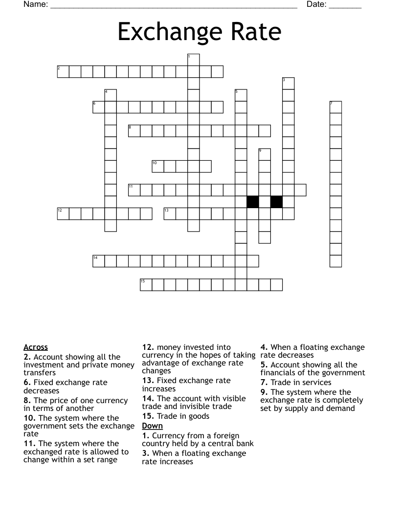 Exchange Rate Crossword WordMint