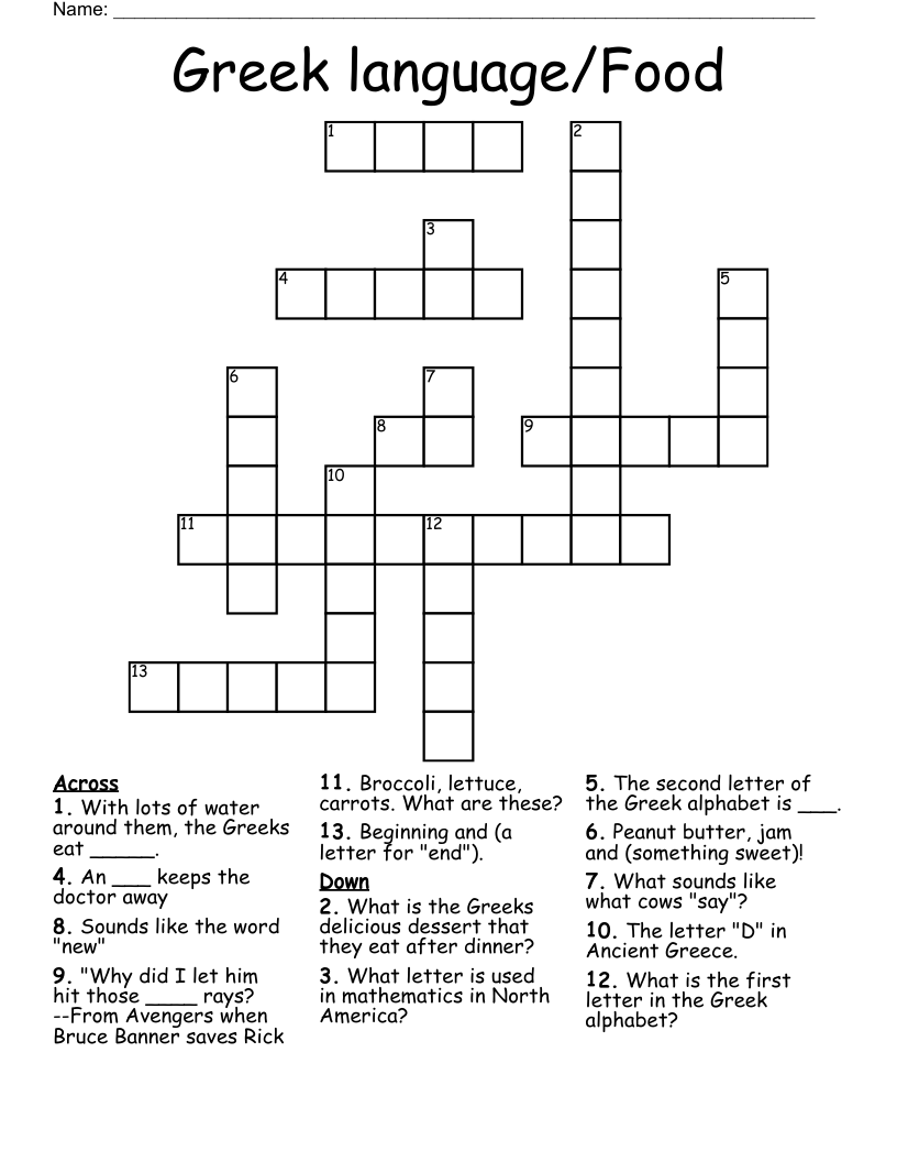 crossword for greek letter