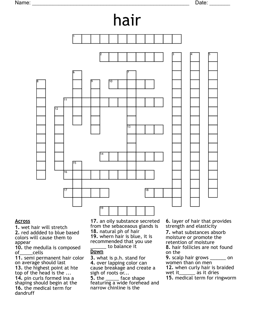 Hair Crossword WordMint